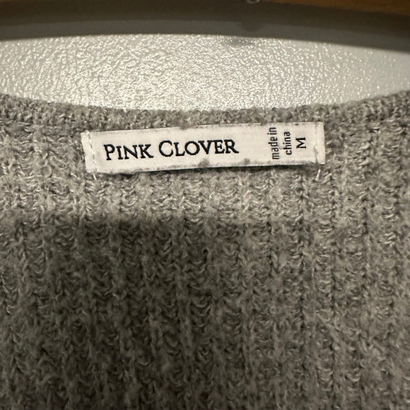Women's PINK CLOVER Cardigan size Medium Gray Brown Striped color block - Picture 2 of 6